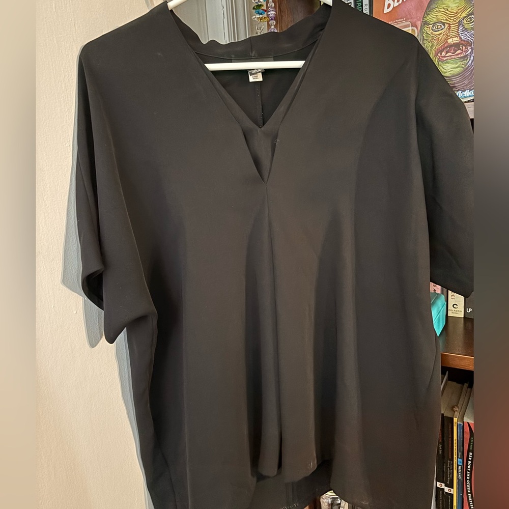 Alfani Black Boxy Short Sleeve Blouse